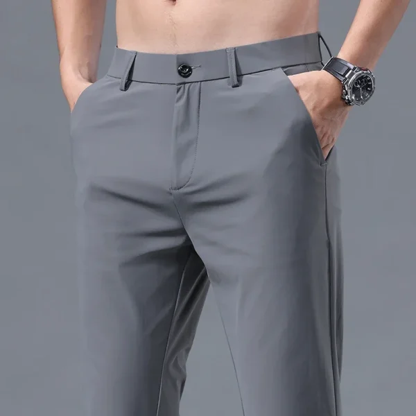 Summer New Stretch Soft Suit Pants Men Thin Fashion Business Elastic Waist Korean Slim Brand Clothes Casual Formal Trousers Male - Image 3