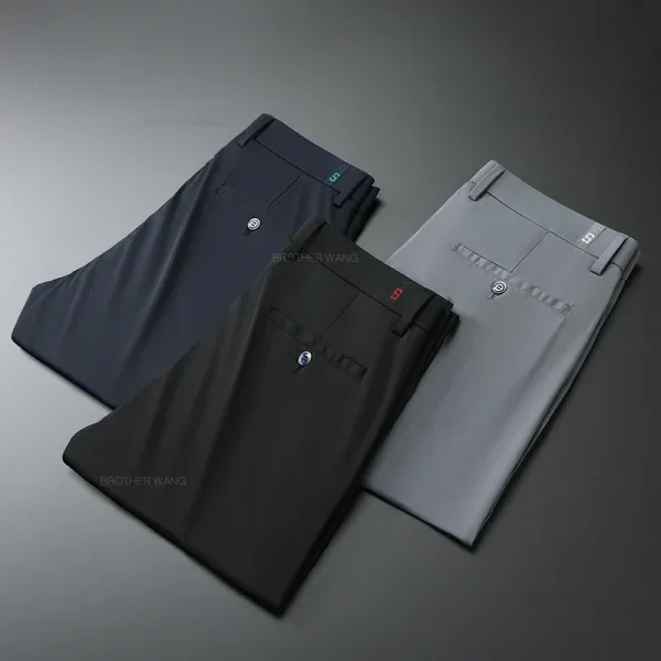 Spring Summer Ultra-thin Casual Pants Men's High Elastic Ice Silk Quick-dry Straight Draped Business Trousers Male Korean - Image 6